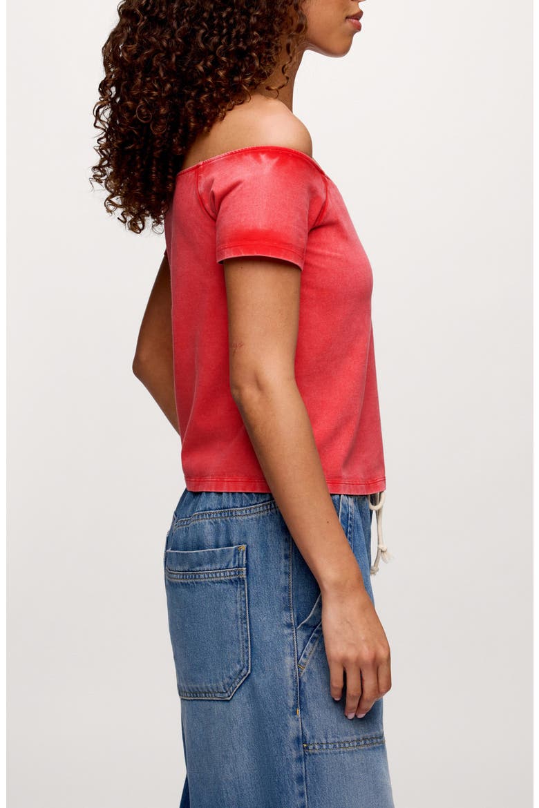 Ease Off the Shoulder Top, Alternate, color, WASHED HIBISCUS