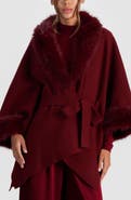 Alice + Olivia Joanne Wool Coat with Faux Fur Trim