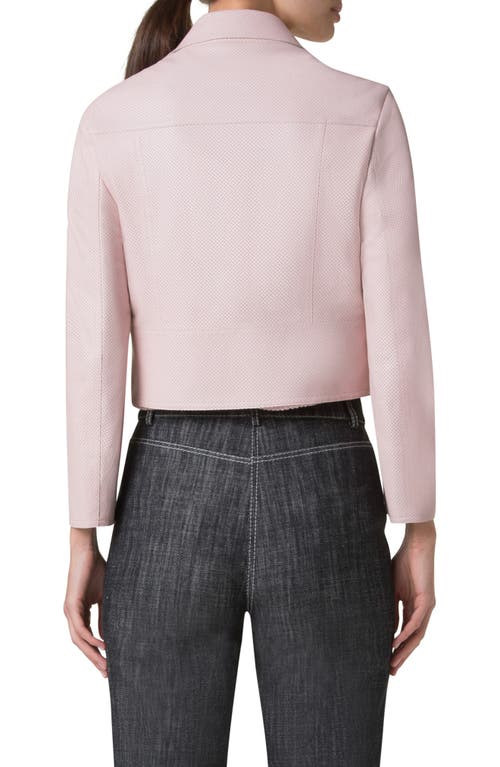 Akris Punto Pin Dot Lambskin Leather Snap Jacket In Rose