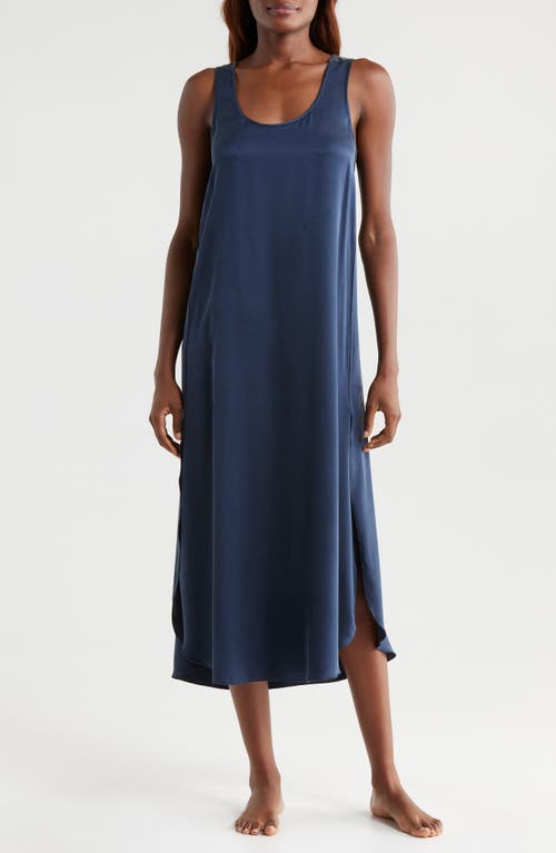 Lunya Tulip Bias Washable Silk Nightgown In Deep Blue