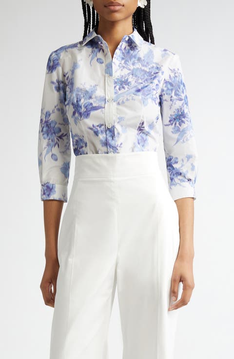 Icon Floral Taffeta Button-Up Shirt