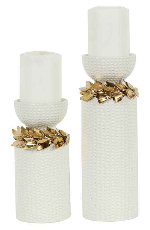 Set of 2 Ceramic Candleholders