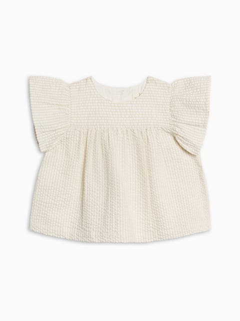 Organic Viv Seesucker Ruffle Top (Toddler & Little Kids)