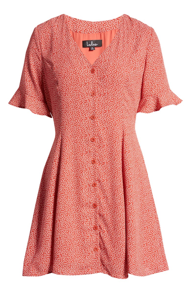 Lulus Castana Button A-Line Dress, Alternate, color, 