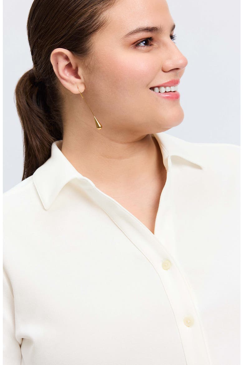 Mary Crepe Knit Button-Up Shirt, Alternate, color, ECRU