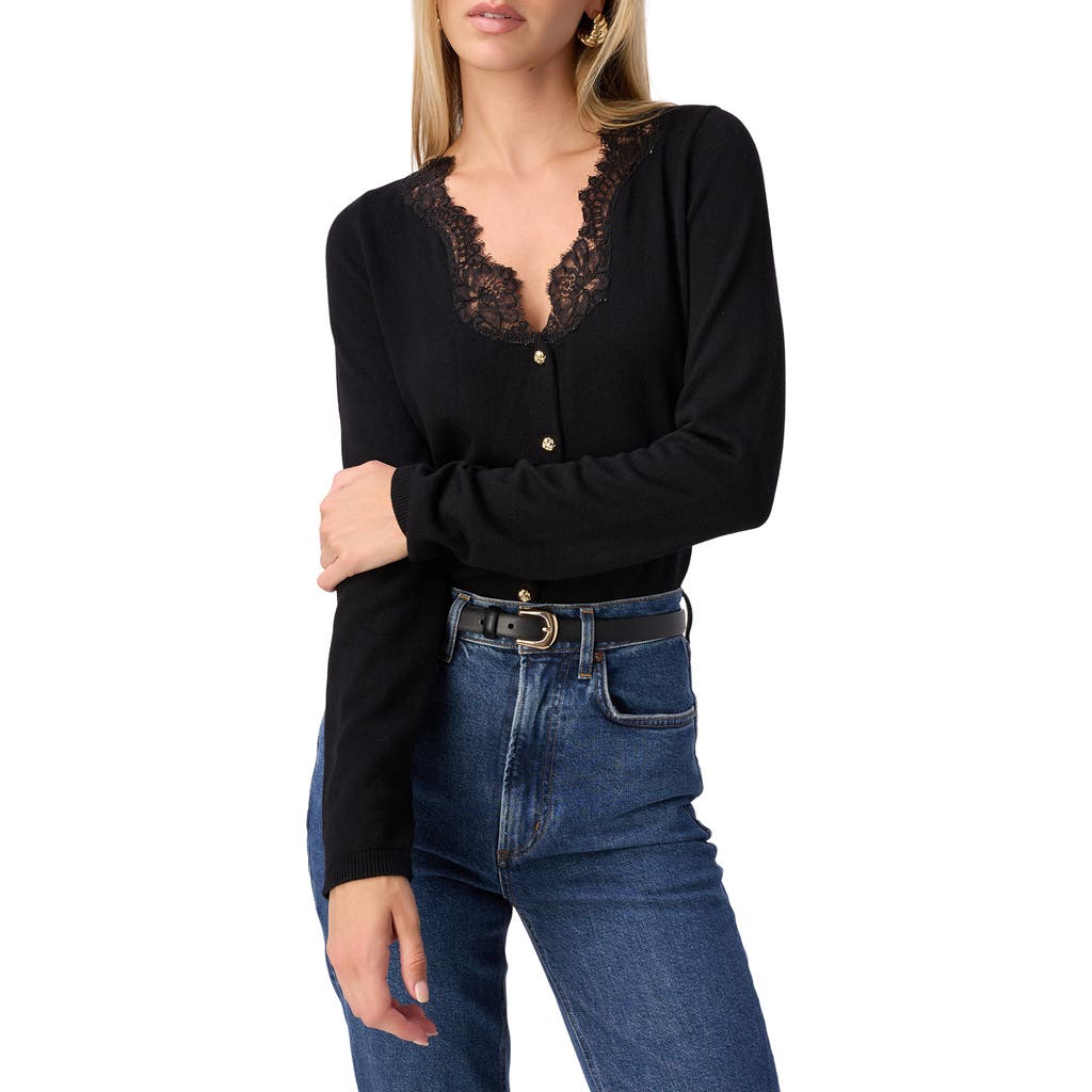Cami Nyc Eirene Lace Trim Cardigan In Black