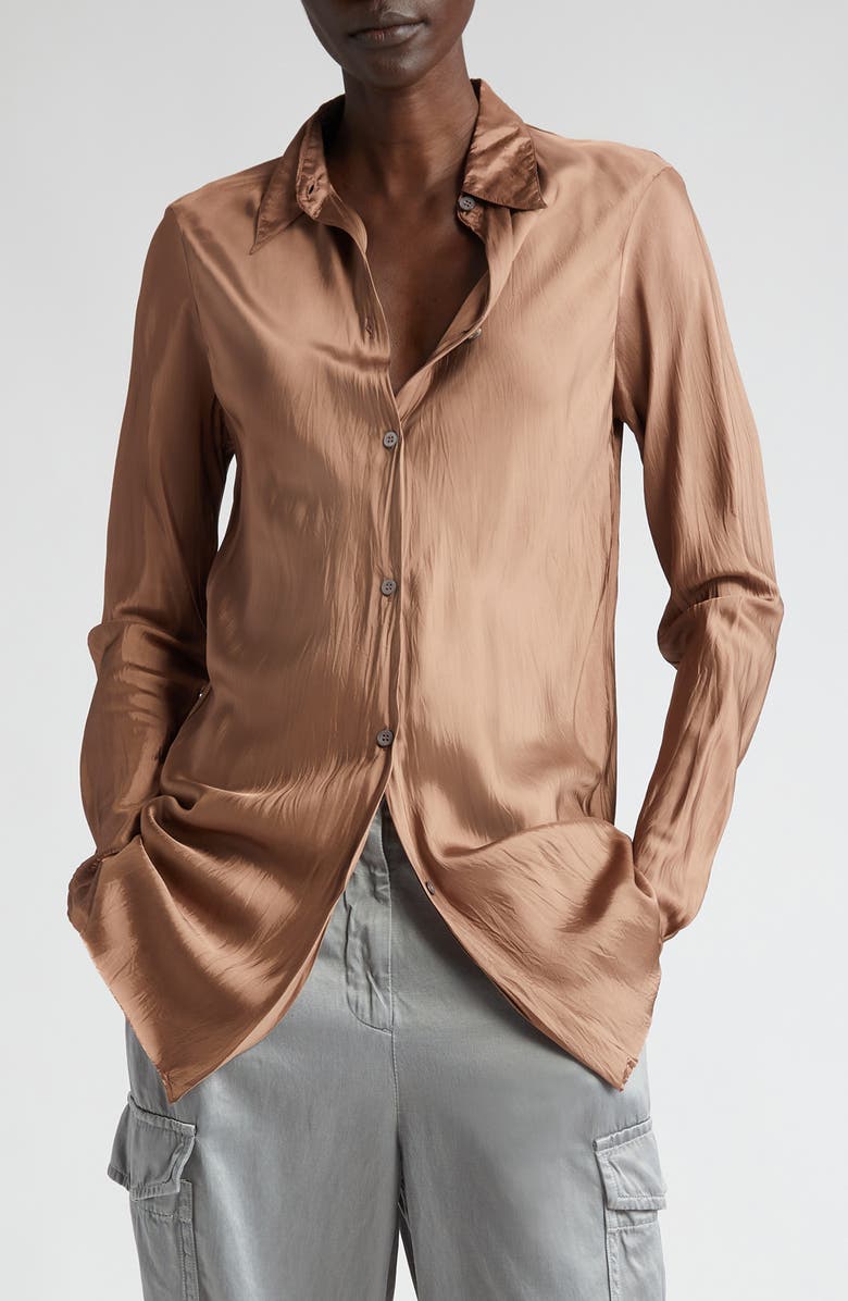 Dries Van Noten Calim Slim Fit Satin Shirt, Main, color, 