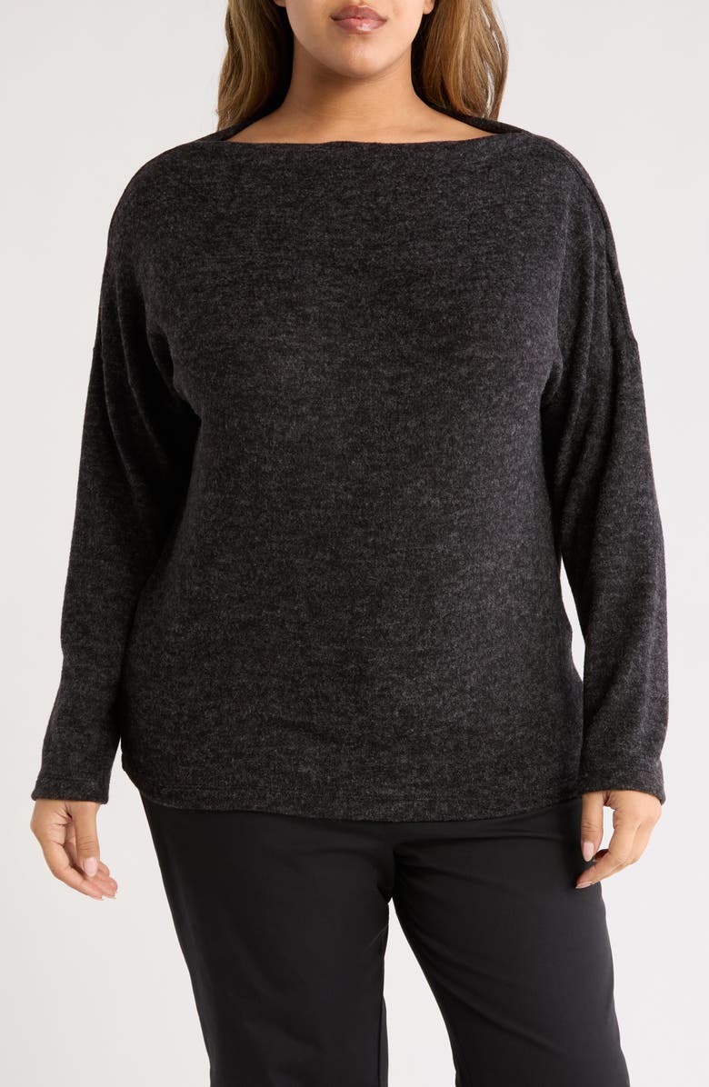 Renee C Heathered Boat Neck Pullover, Main, color, Charcoal