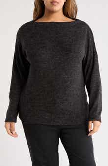 Renee C Heathered Boat Neck Pullover