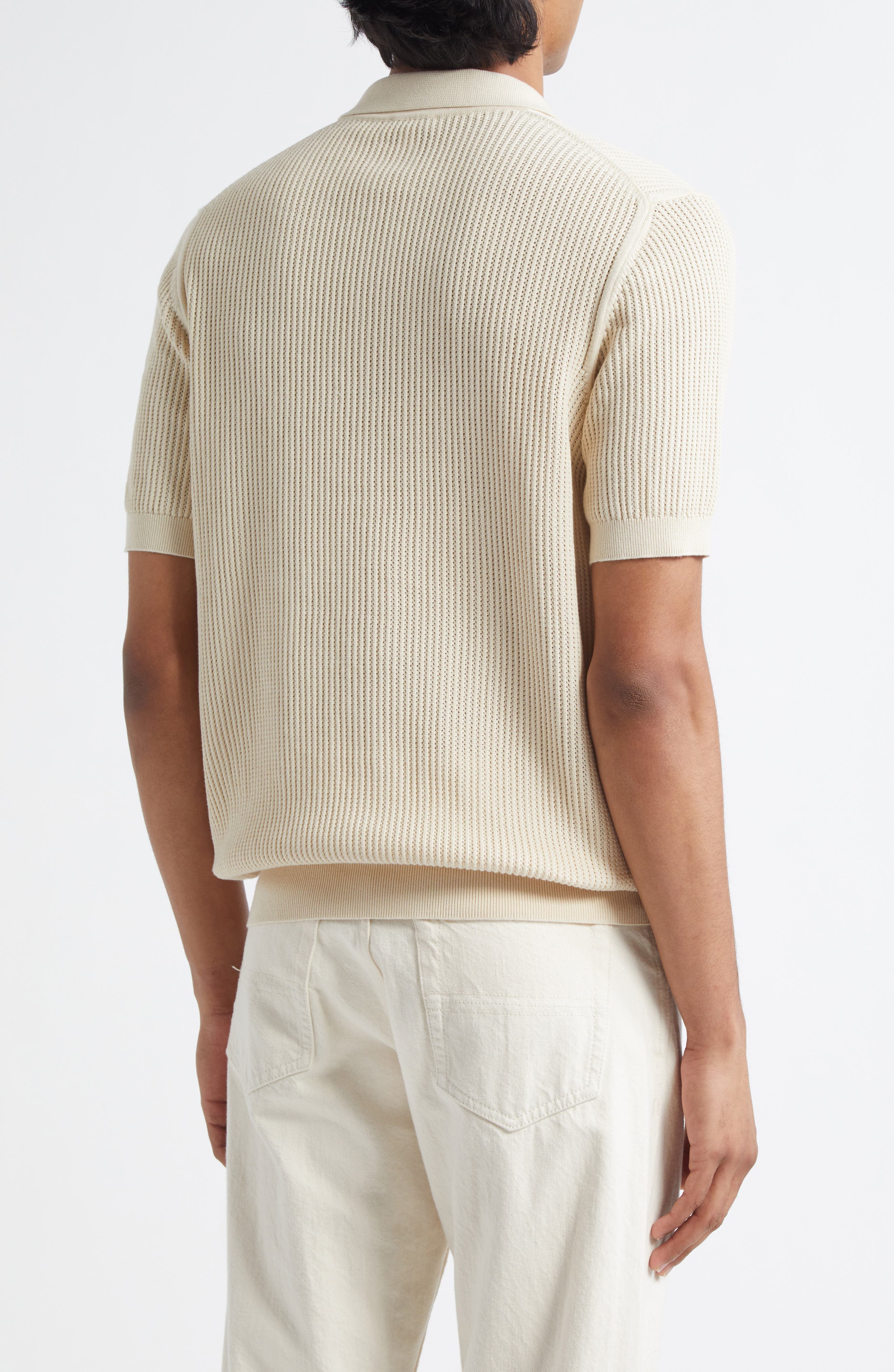 Mesh Stitch Polo Sweater - image 2