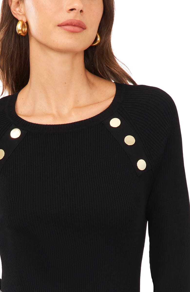 Halogen<sup>®</sup> Gold Button Rib Sweater, Alternate, color,
