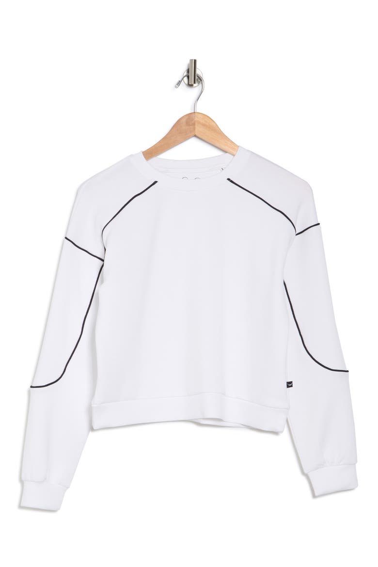 Contrast Piping Crop Sweatshirt, Alternate, color, EGRET