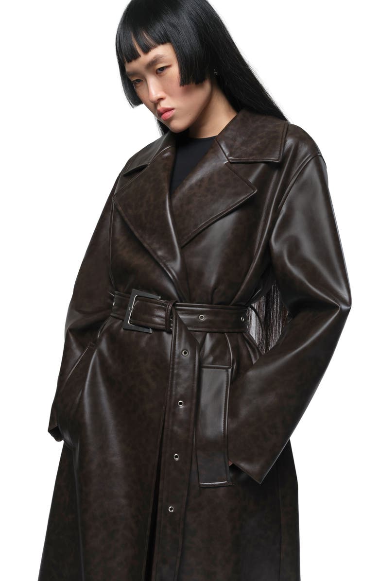Apparis Tate Faux Leather Trench Coat, Alternate, color, 