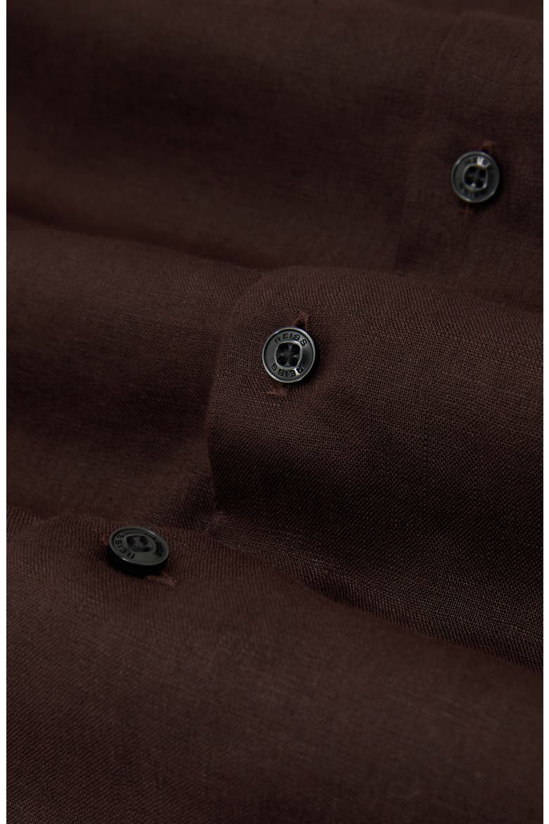 Ruban Solid Linen Button-Up Shirt, Alternate, color, CHOCOLATE BROWN