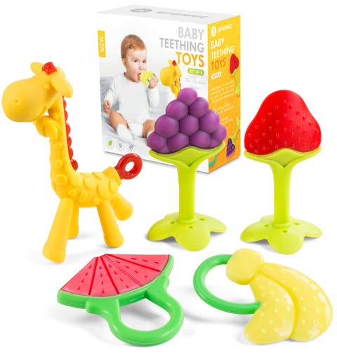 Silicone Baby Teethers Freezer Safe Gift Set, 5-Piece