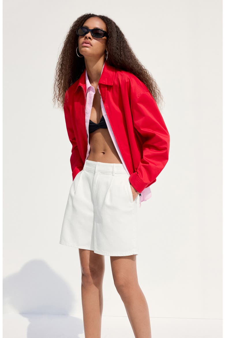Mid Rise Denim Bermuda Shorts, Alternate, color, OFF WHITE