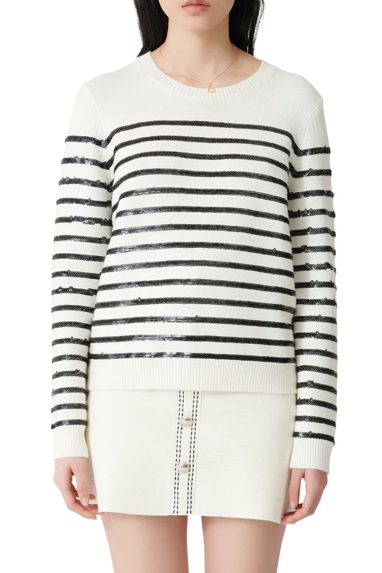Mystrip Sequin Stripe Sweater, Main, color, ECRU