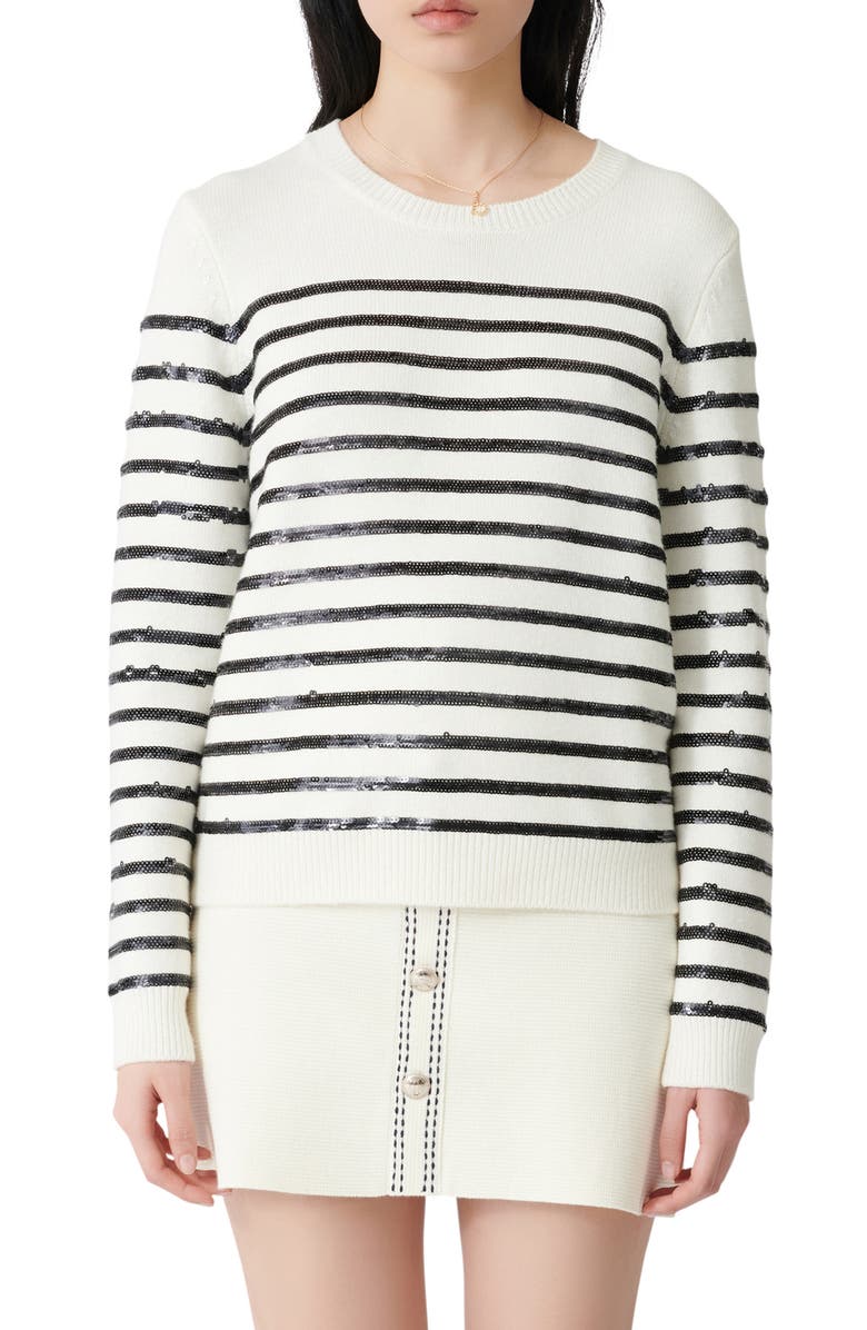 maje Mystrip Sequin Stripe Sweater, Main, color,
