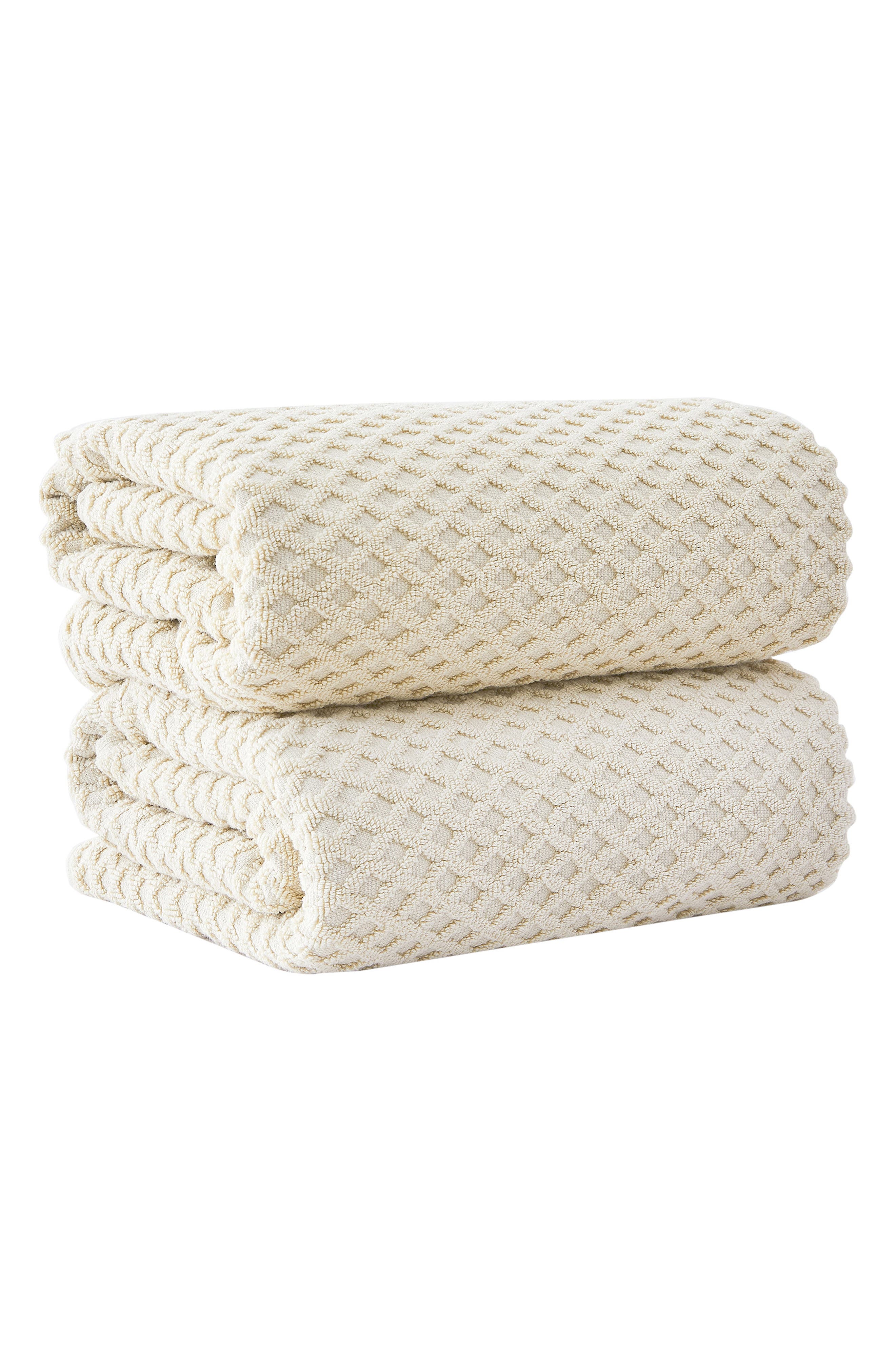 Woven & Weft Diamond 2-pack Bath Towel Set In White