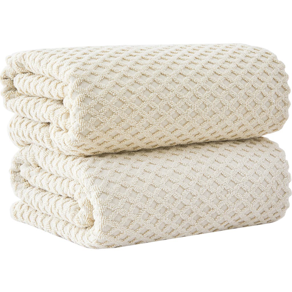 Woven & Weft Diamond 2-pack Bath Towel Set In White
