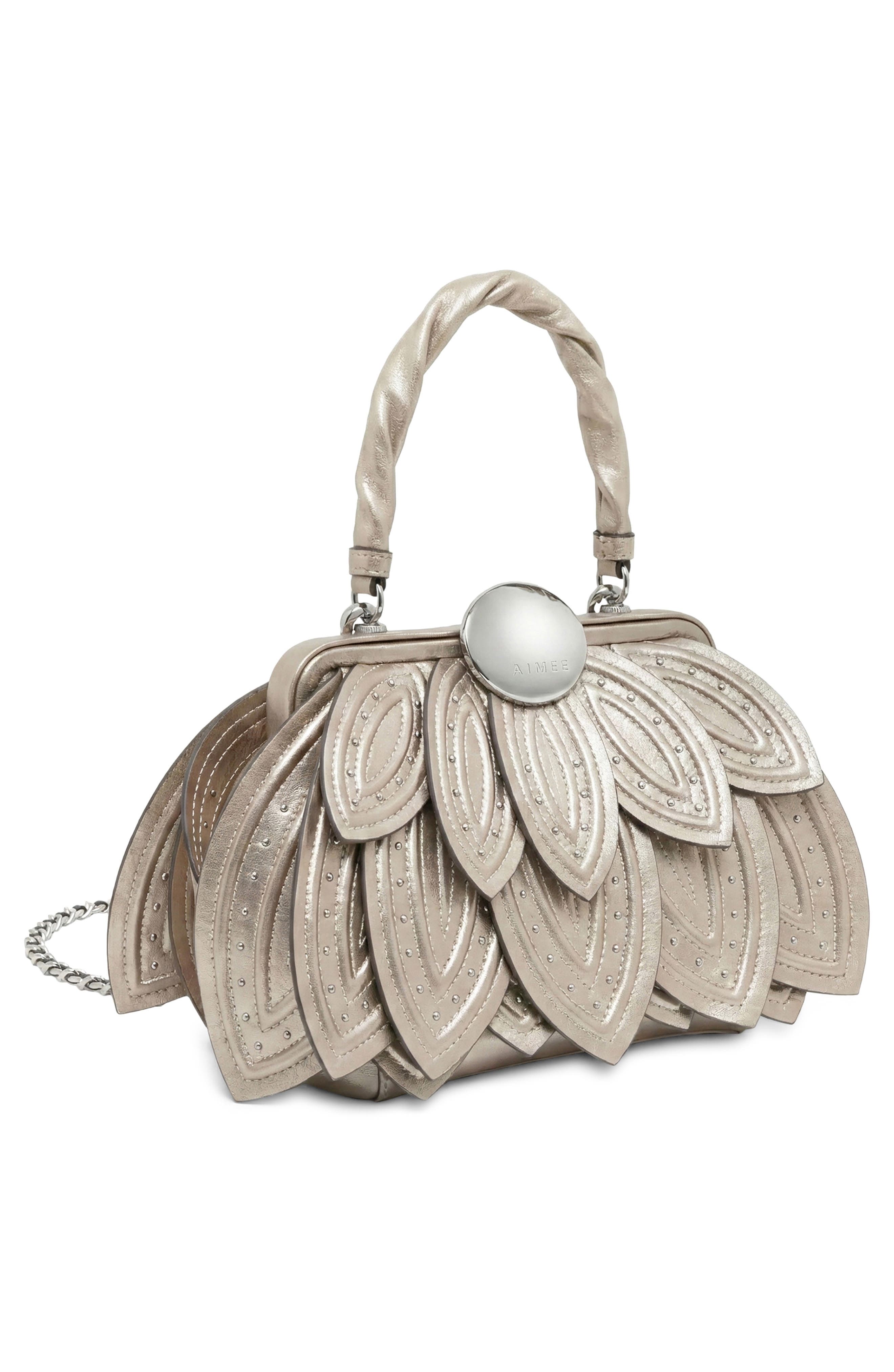 AIMEE Petal Top Handle Bag, Alternate, color, Metallic Sand