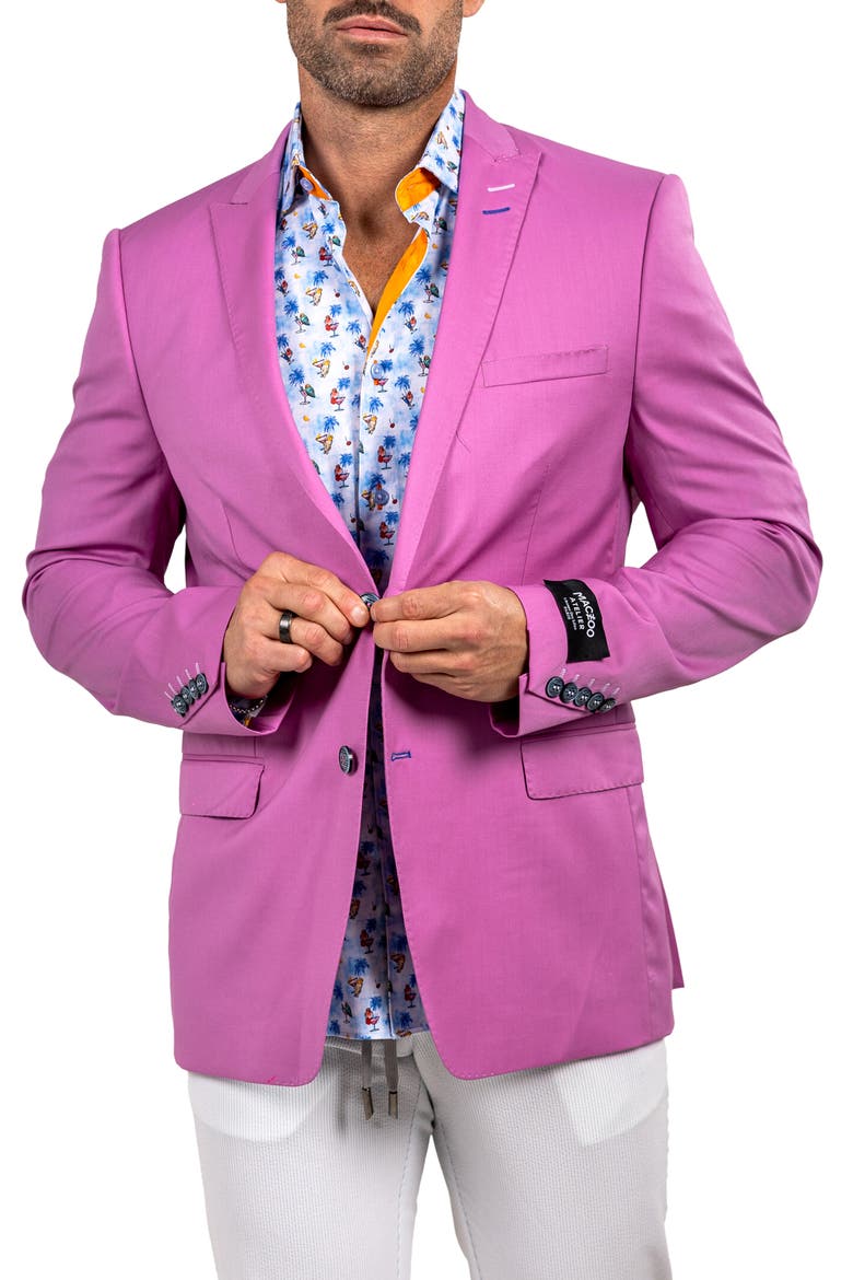 Descartes Marthyr028 Purple Virgin Wool Peak Lapel Blazer, Alternate, color, PURPLE