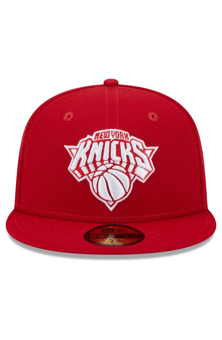 New Era Men's New Era Red New York Knicks Evergreen 59FIFTY Fitted Hat, Alternate, color, 