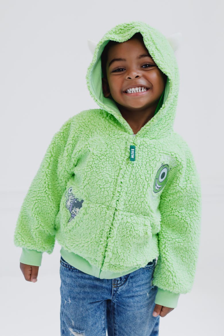 Monsters Inc. Fleece Zip-Up Hoodie, Alternate, color, Mike Lime Green