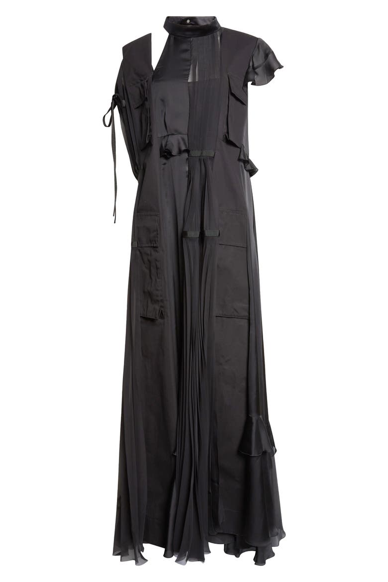 Mixed Media Maxi Dress, Alternate, color, BLACK