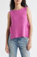 Free People Lizzie Rib Side Tie Sleeveless Cotton & Linen Blend Sweater