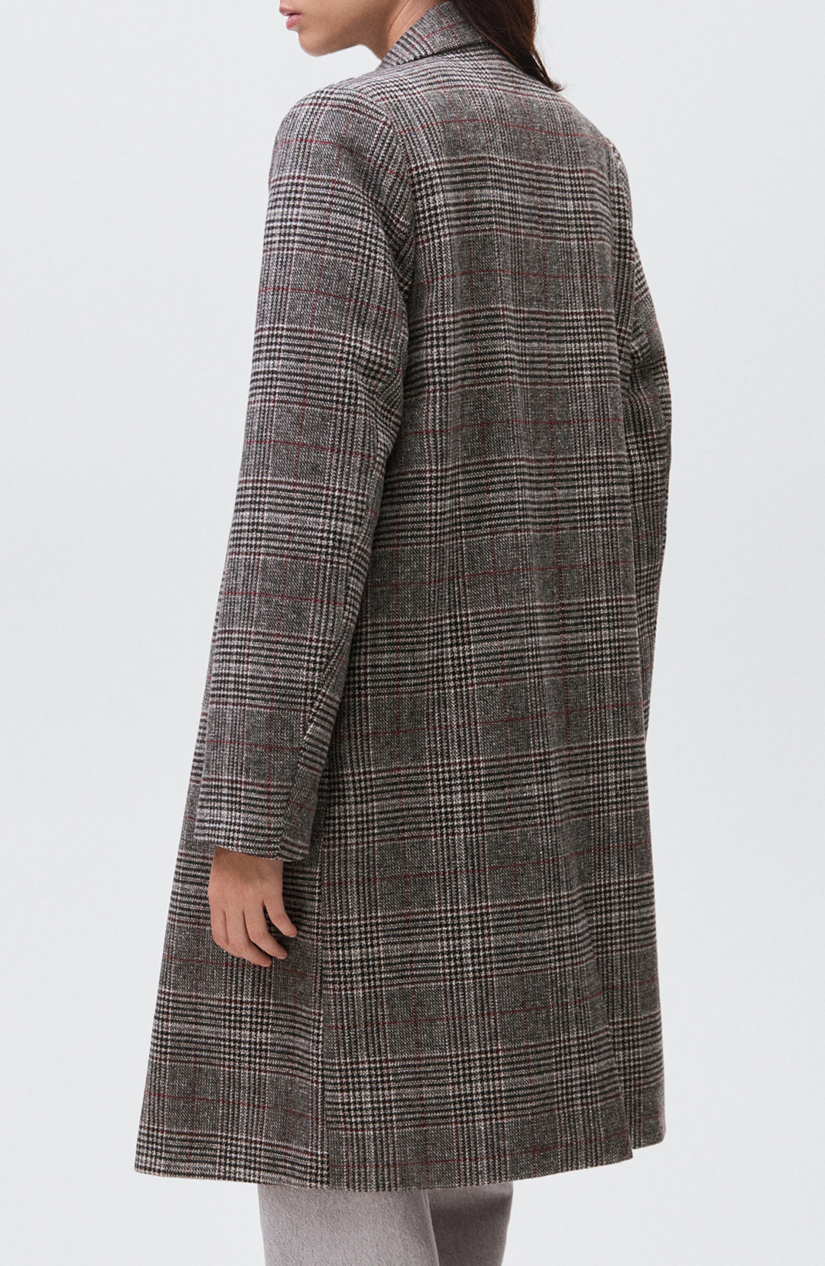 Check Longline Tweed Coat - image 2