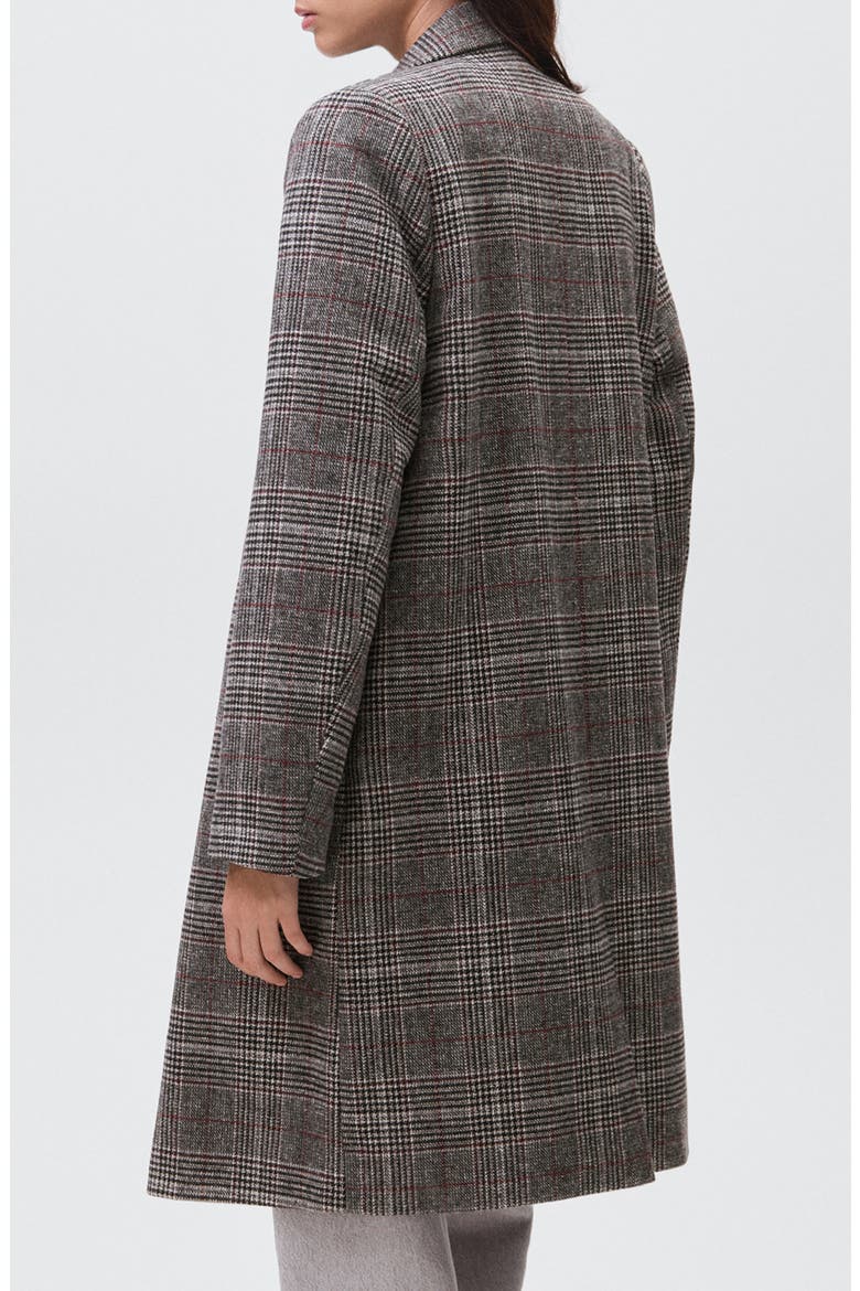 Check Longline Tweed Coat, Alternate, color, GREY