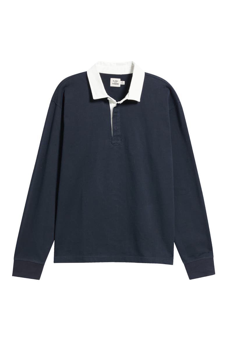 Striped Long Sleeve Rugby Shirt, Main, color, NAVY