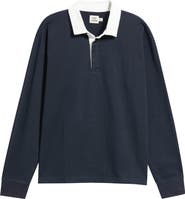 FLINT AND TINDER BY HUCKBERRY Striped Long Sleeve Rugby Shirt