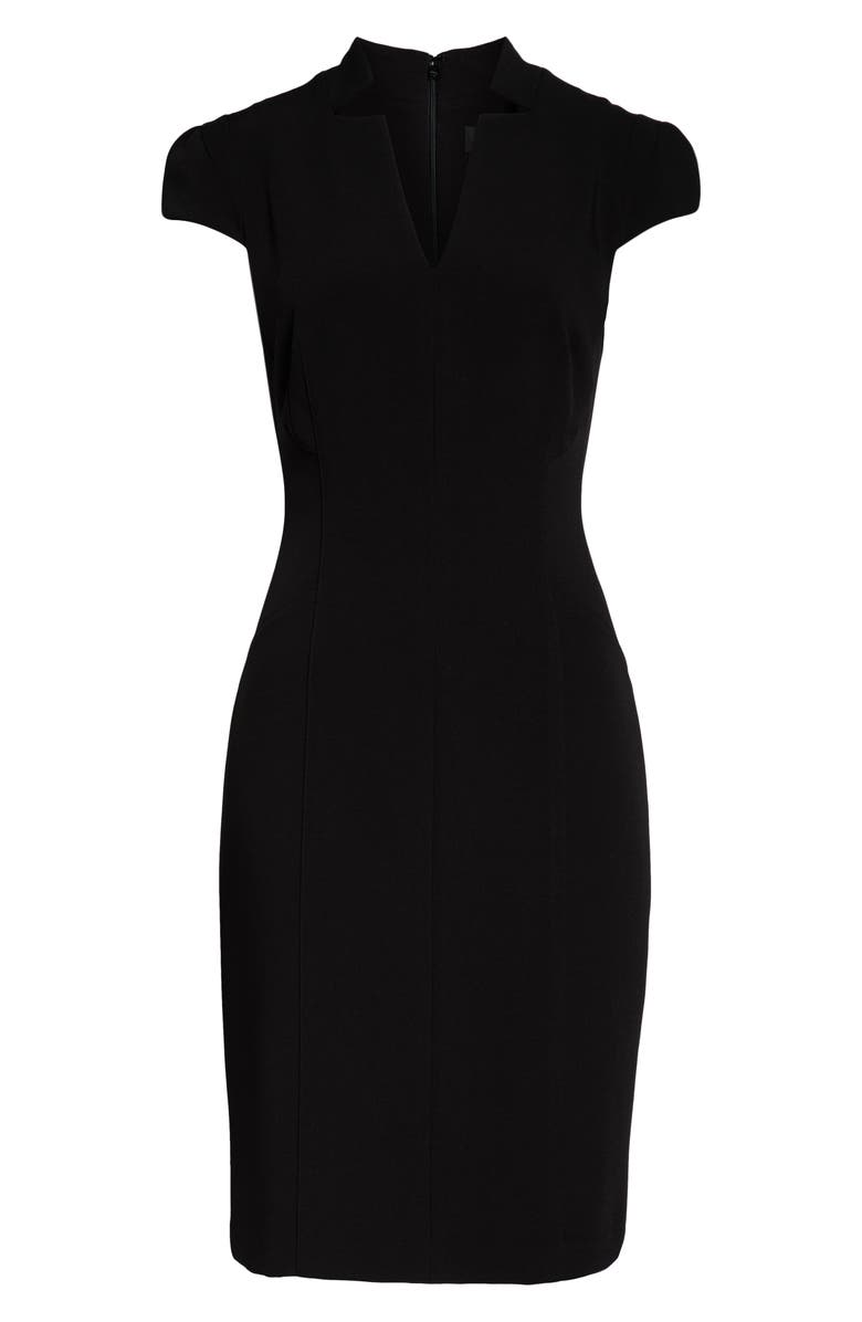 Tahari Star Neck Cap Sleeve Stretch Crepe Sheath Dress, Alternate, color, 