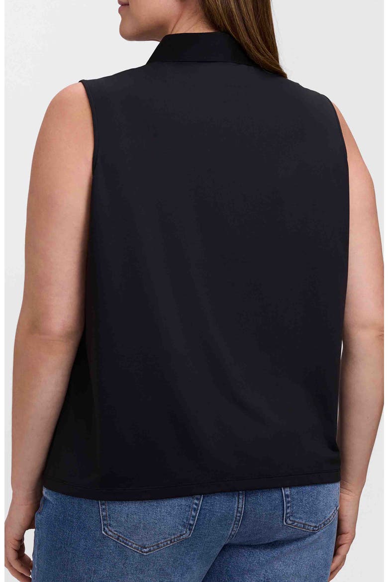 Ricki Mixed Media Sleeveless Button-Up Shirt, Alternate, color, BLACK