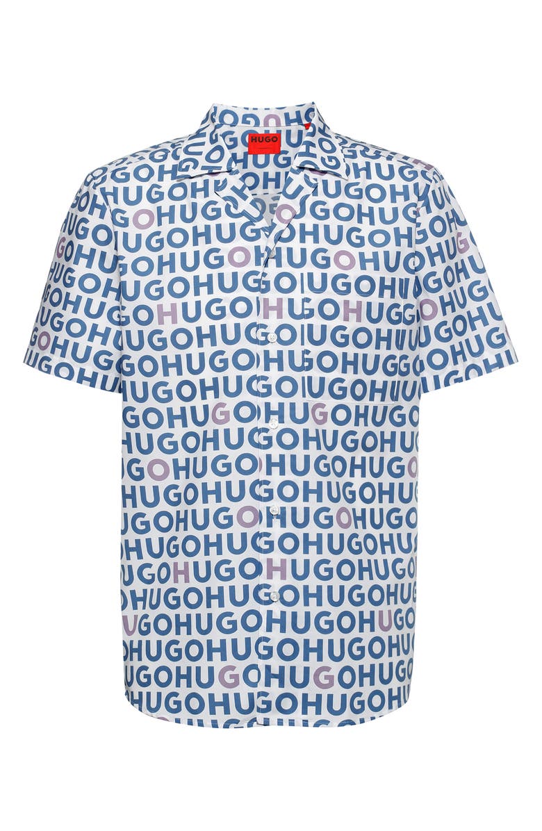 BOSS Ellino Short Sleeve Linen Button-Up Camp Shirt, Alternate, color,