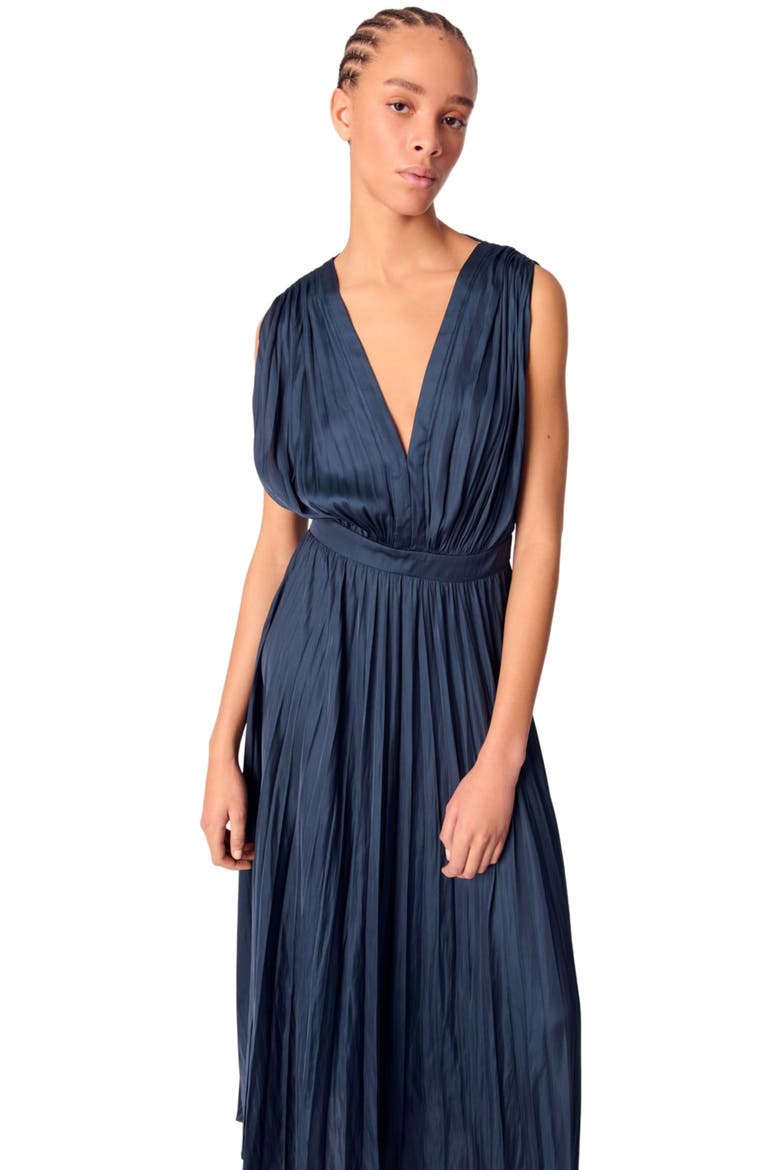 Pleated maxi dress, Alternate, color, Navy