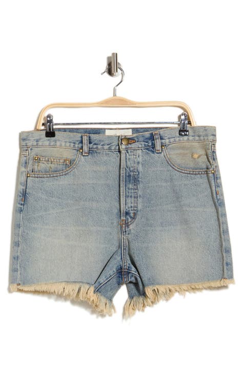 Clark Frayed Hem Cotton Denim Shorts