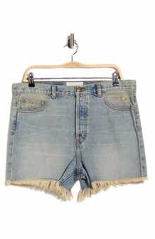 Clark Frayed Hem Cotton Denim Shorts