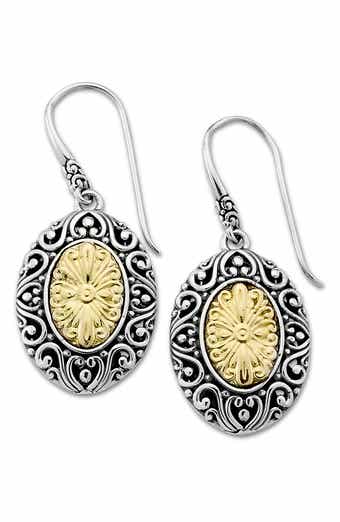 Bali Sterling Silver & 18K Gold Oval Drop Earrings