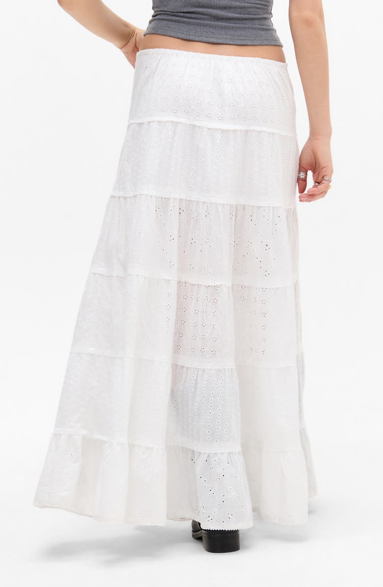BDG Urban Outfitters Embroidered Eyelet Tiered Cotton Maxi Skirt, Alternate, color, White