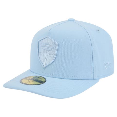 Men's New Era Light Blue Seattle Sounders FC Color Pack A-Frame 59FIFTY Fitted Hat