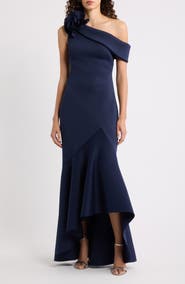 Eliza J Ruffle One-Shoulder Gown