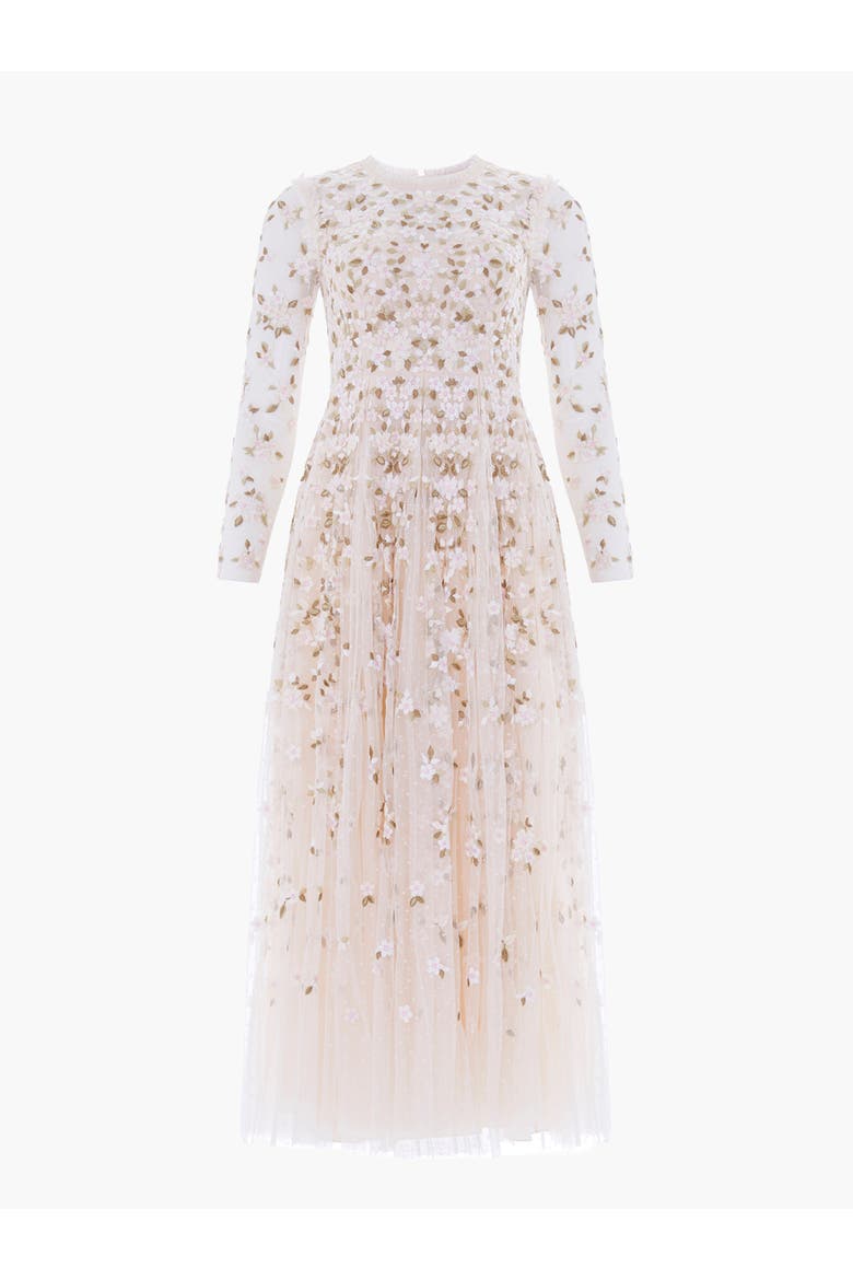 Camellia Ditsy Ankle Gown, Alternate, color, Cream/Multi