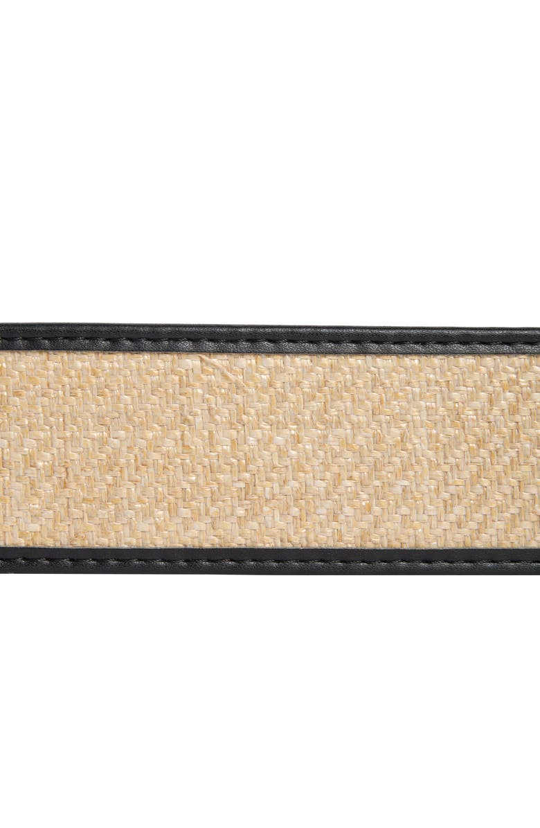 Kate Spade New York Woven Straw Belt, Alternate, color, Natural/ Black/ Polished Gold