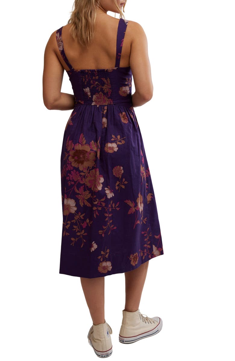Free People Laters Baby Stretch Cotton Midi Sundress, Alternate, color, Grape Combo