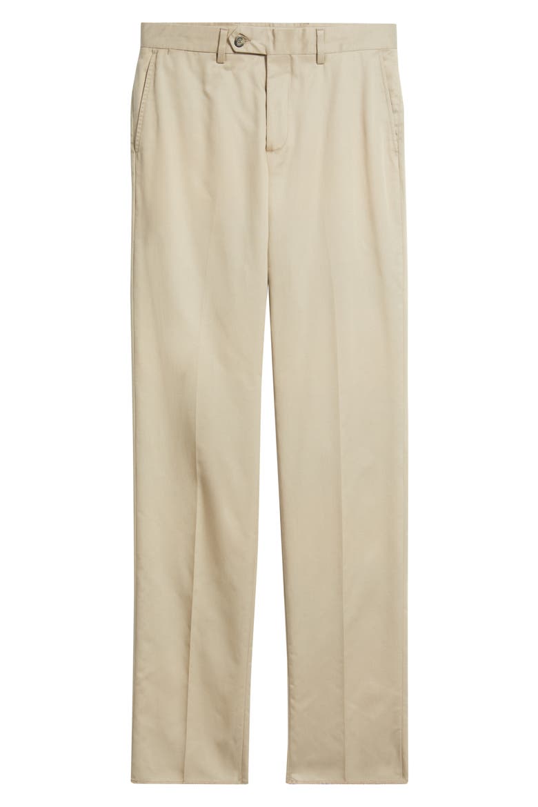 Trim Fit Flat Front Lyocell & Cotton Twill Chinos, Alternate, color, KHAKI