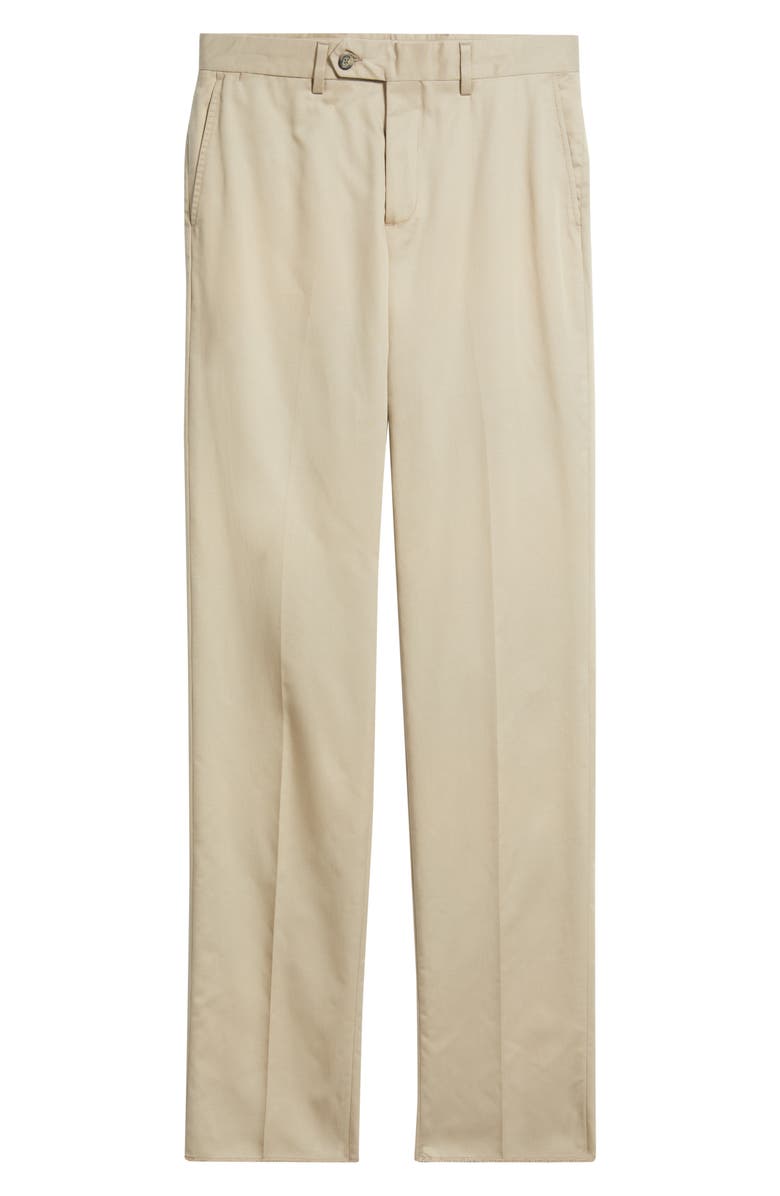 Berle Trim Fit Flat Front Lyocell & Cotton Twill Chinos, Alternate, color, Khaki