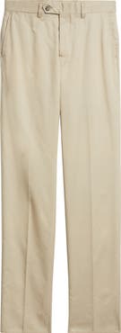 Berle Trim Fit Flat Front Lyocell & Cotton Twill Chinos